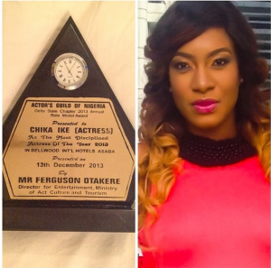 Chika Ike crowned Most Disciplined Nollywood Actress by Actors Guild of Nigeria peculiarmagazine