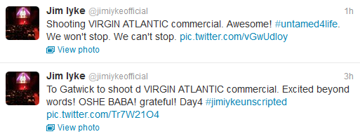 jimiyke tweet for virgin atlantic commercial