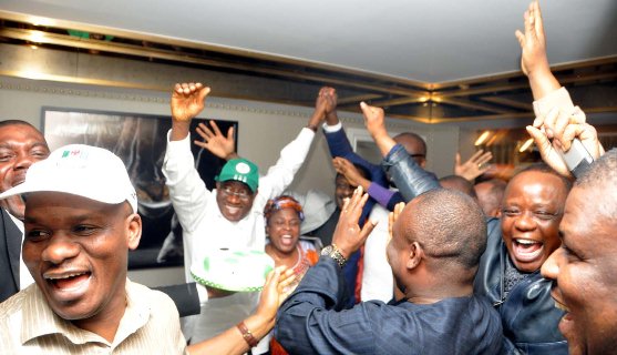 President Jonathan celebrates the Super Eagles AFCON victory