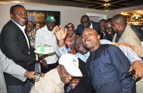President Jonathan celebrates the Super Eagles AFCON victory
